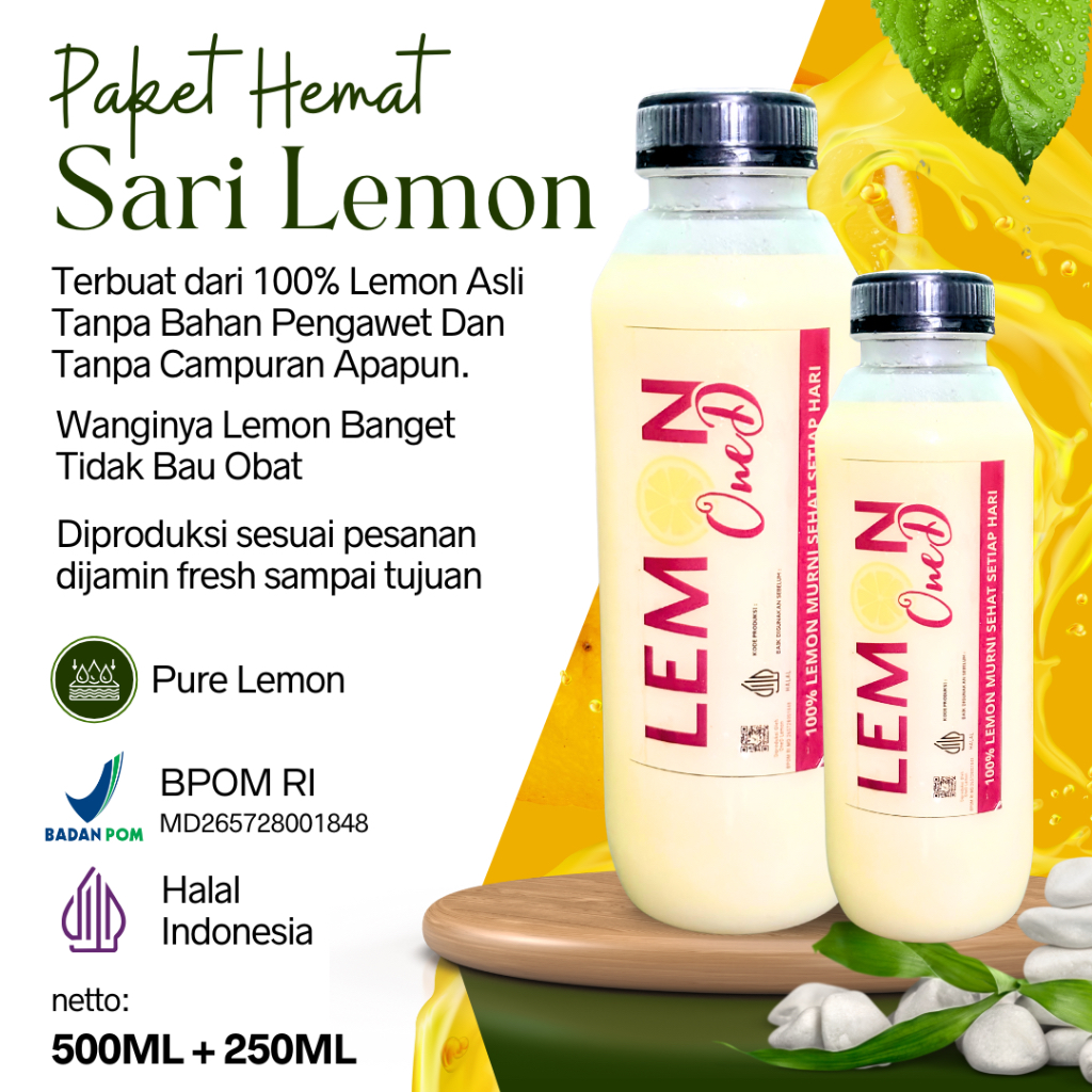 

PAKET 2 BOTOL Sari Lemon Lokal 500 dan 250ML Murni Alami 100% Untuk Detoks Dan Diet Alami