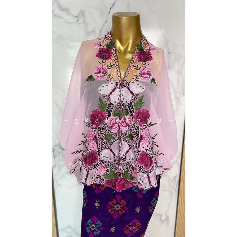 KEBAYA BORDIR KUPU PINK / KAIN KEBAYA / KEBAYA BALI