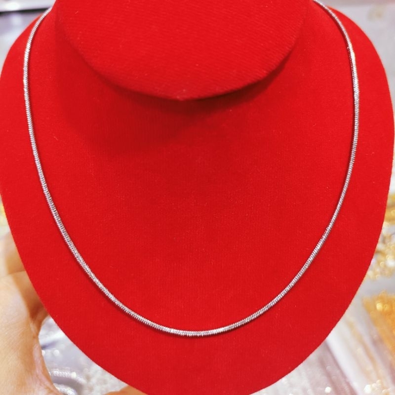 Kalung Titanium Italy Belut Licin Kaca Kilap Remaja Dan Dewasa Pria Wanita Warna Silver