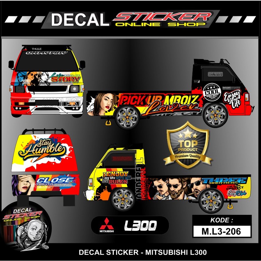 STICKER MOBIL PICK UP L300 FULL BODY DECAL VARIASI STIKER PICKUP MBOIZ