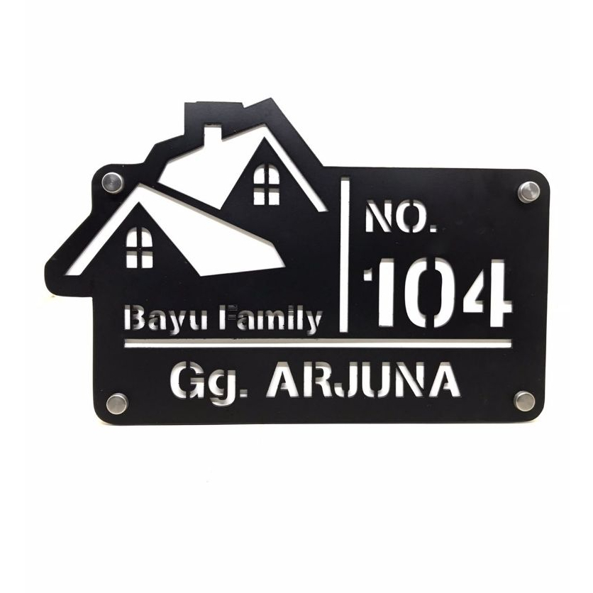(Satuan) Nomor Rumah Custom Laser Cutting BESI+PVC/Akrilik NRC-04