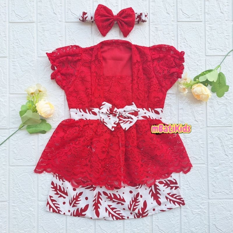 KEBAYA ANAK PEREMPUAN / SETELAN KEBAYA BALITA / SETELAN KEBAYA ANAK PEREMPUAN warna merah putih