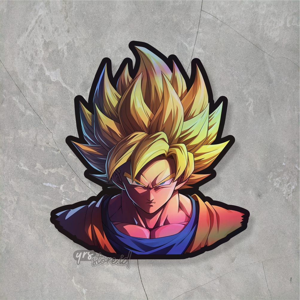 

Sticker Anime Hologram Dragon Ball Goku Ukuran +- 7 x 6,5 cm sticker case hp laptop dll