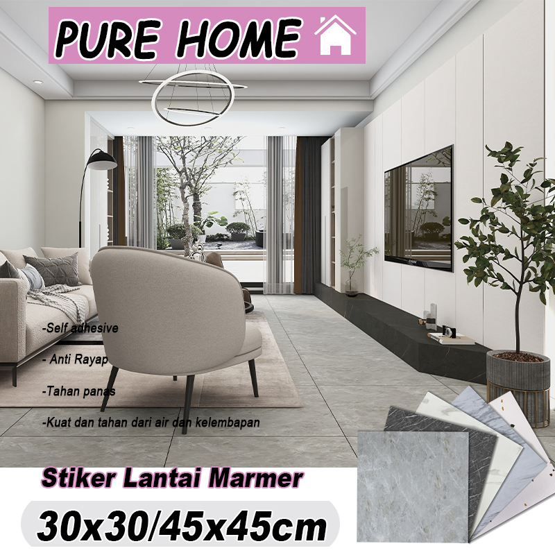 Pure Home-Vinyl Lantai Marbel (30 x 30 / 45 x 45cm) / Tahan air，Tahan api，Tahan minyak，Anti rayap & 