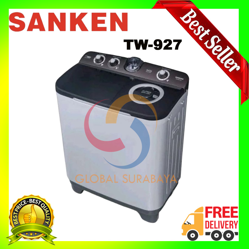 Sanken Mesin Cuci 2 Tabung 8KG TW-927HGY / TW927 / TW 927 HGY HITAM