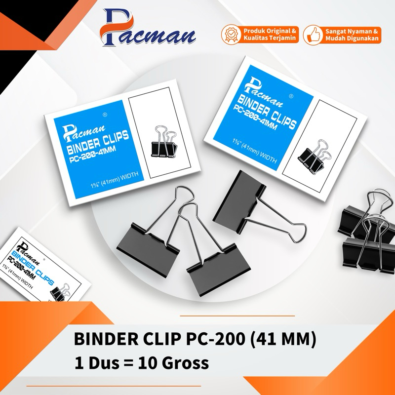 

Binder Clip PC - 200 (41mm) | Penjepit Kertas | Klip Penjepit Kertas 41mm
