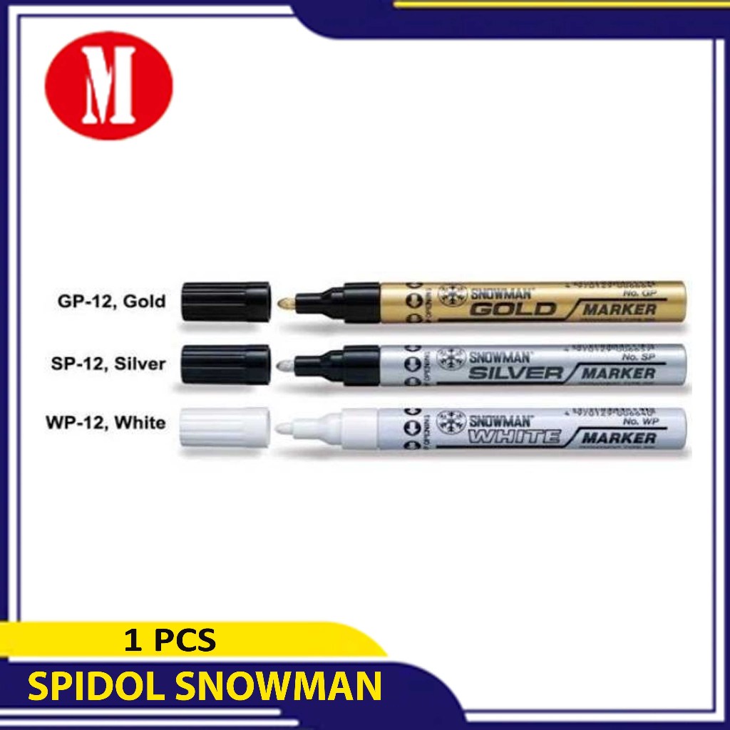 

Spidol Permanen Putih Emas Silver Snowman Permanent Marker White Gold - Emas / Gold