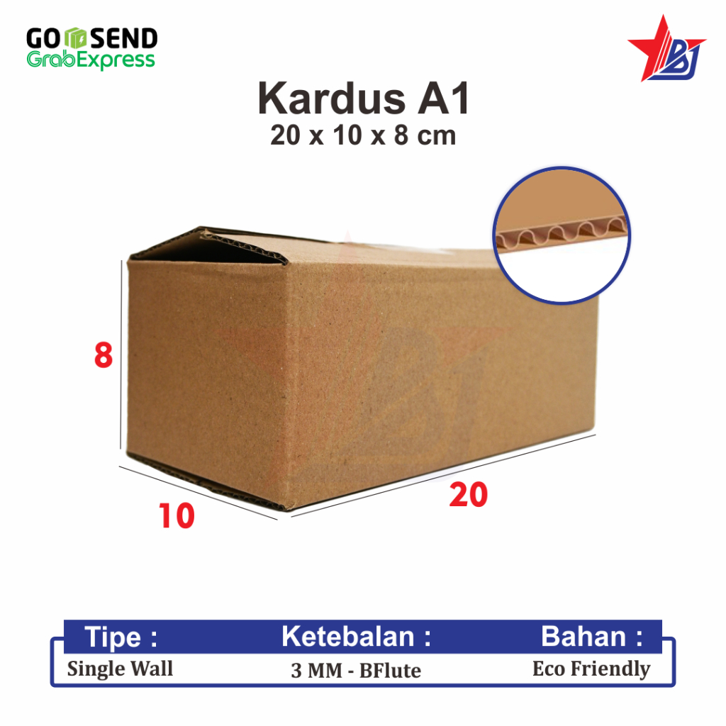 

KARDUS BOX KARTON PACKING DUS A1 POLOS 20 CM x 10 CM x 8 CM