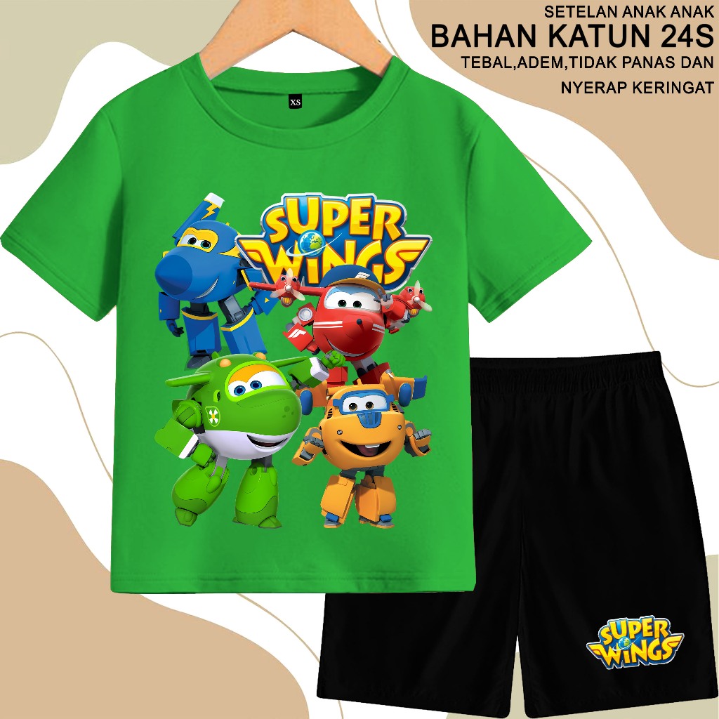 setelan anak-anak motF super wings setelan lengkap lengan pendek