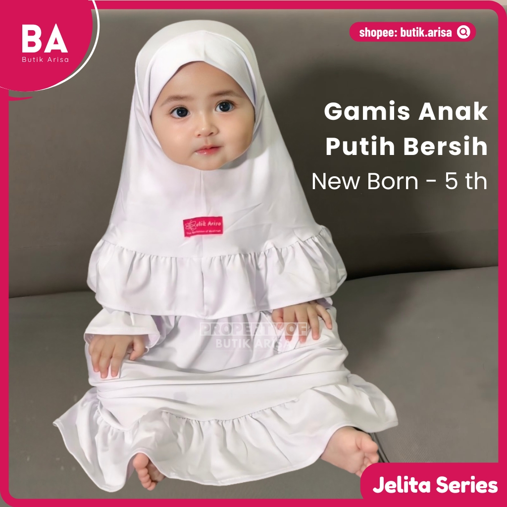 Gamis Putih Anak Perempuan 1 5 2 Tahun | Gamis Anak 3 Tahun | Baju Gamis Putih Anak Balita Perempuan