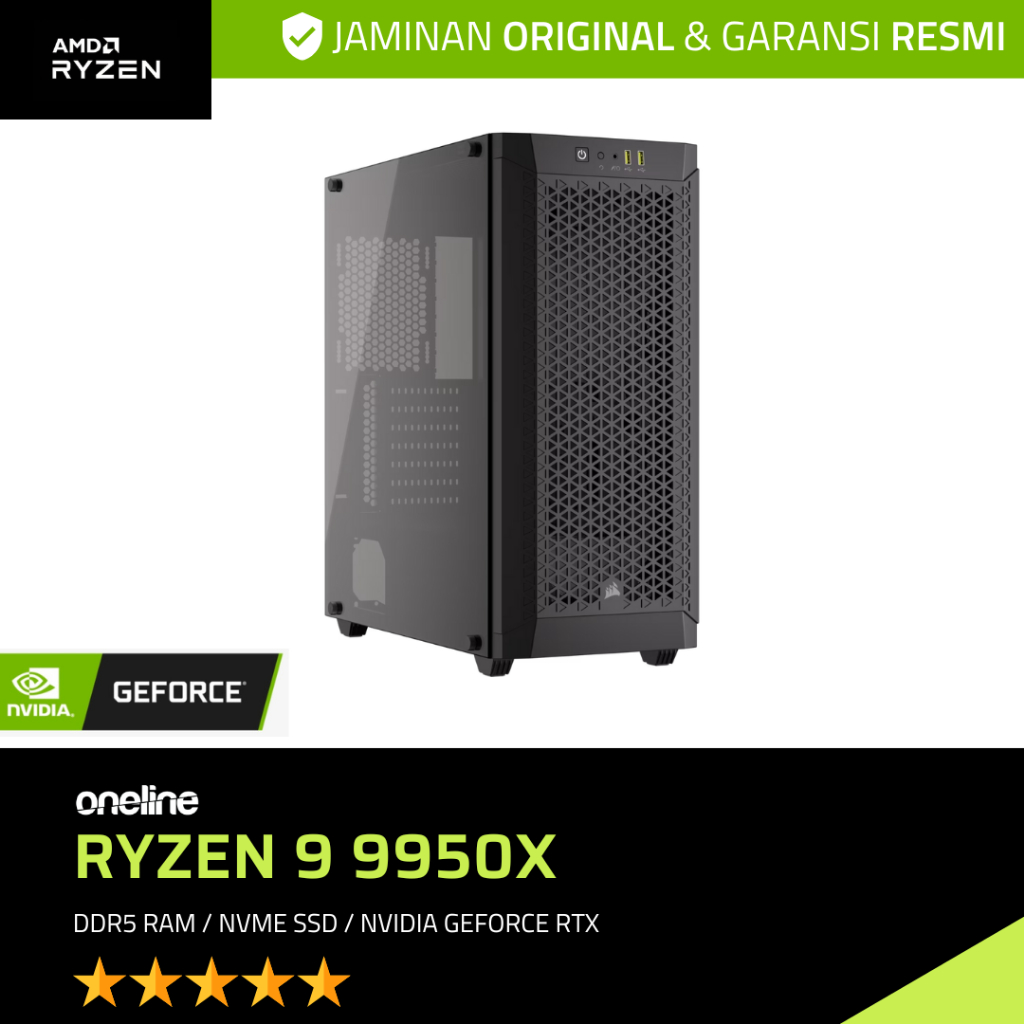 PC RAKITAN Gaming Design | Ryzen 9 9950X / DDR5 / GeForce RTX