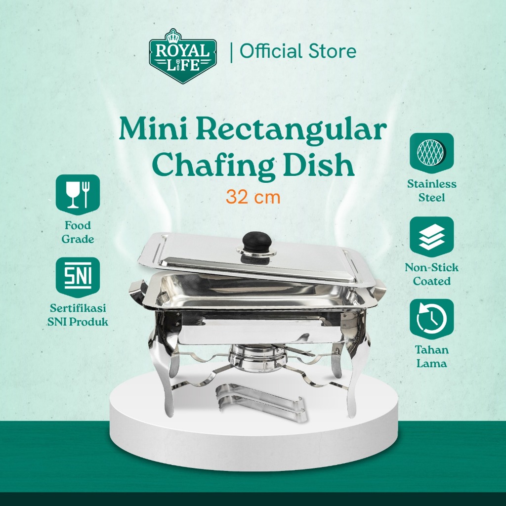 Royal Life Mini Rectangular Chafing Dish 32cm Chafing Dish Stainless Wadah Prasmanan Stainless