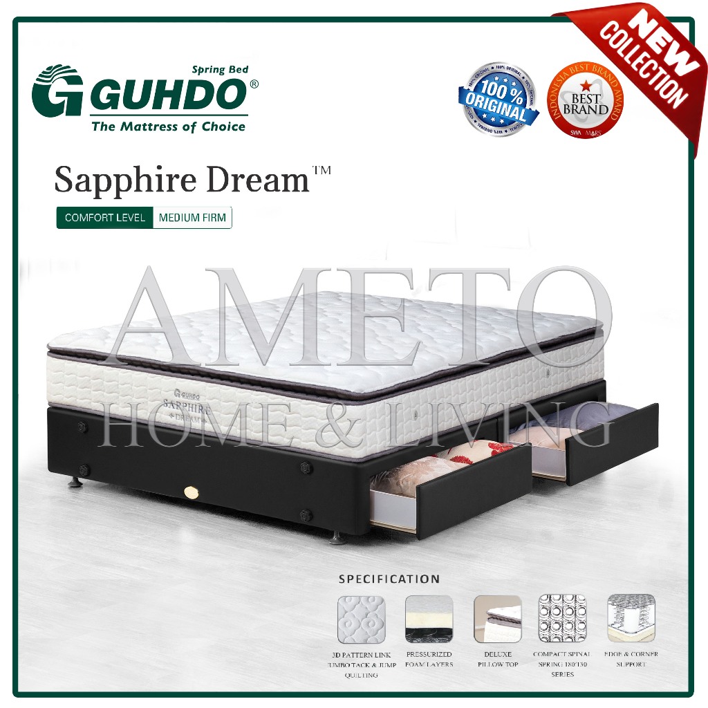 Sapphire 180x200 TANPA SANDARAN HS Drawer - Spring Bed Guhdo