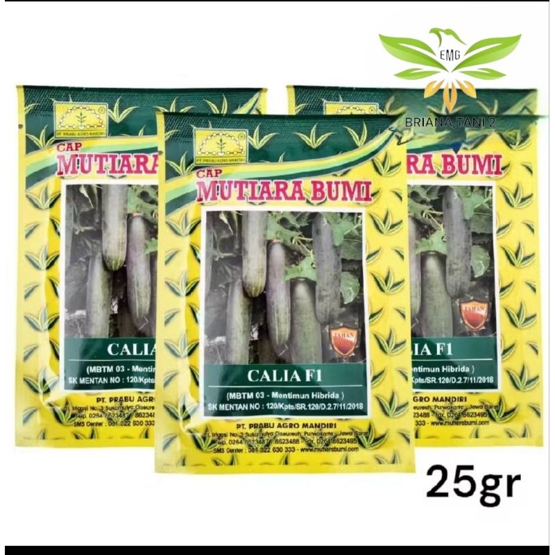 Calia F1 25gr  Benih Timun Hibrida Hijau Tahan Virus Original Packing Cap Mutiara Bumi