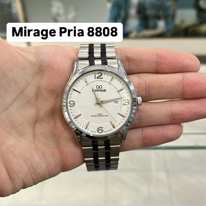 Jam Tangan Mirage 8808 Pria Silver Hitam