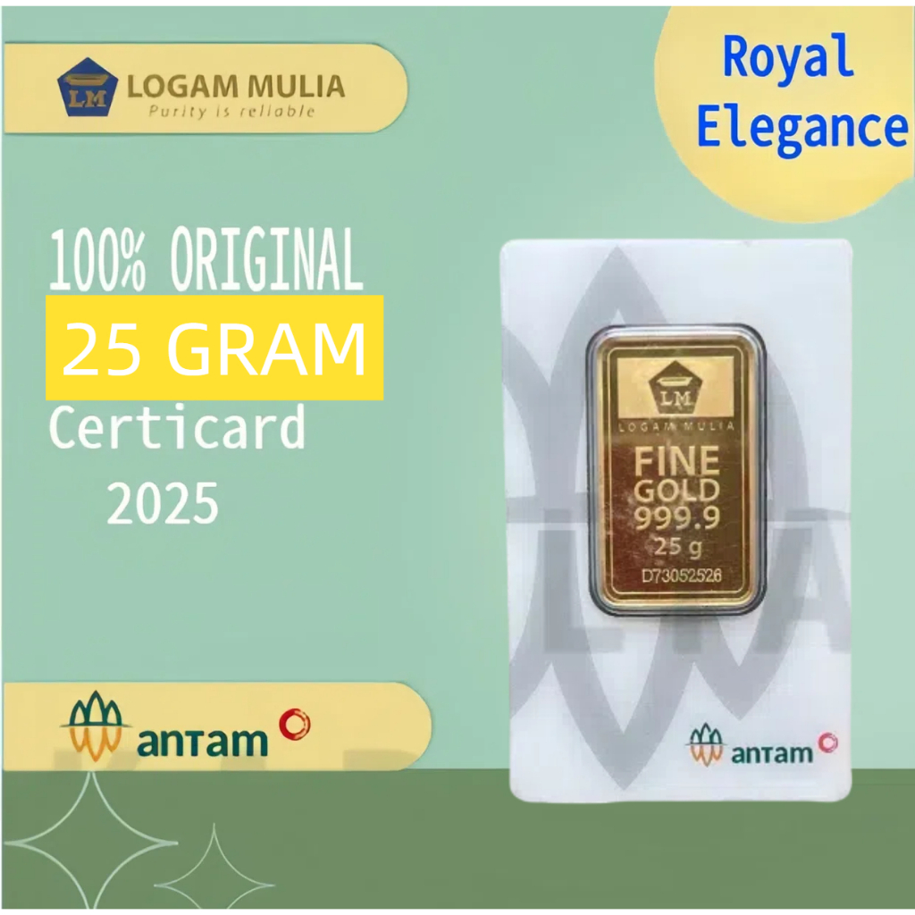 LOGAM MULIA EMAS ANTAM 25 GRAM LM ANTAM TERBARU CERTIEYE CERTICARD 2025