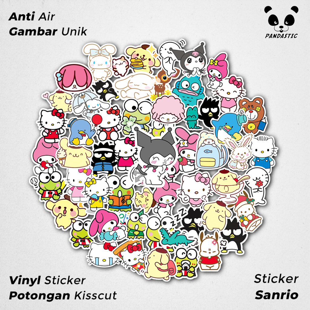 

Stiker Tempel Anime Hello Kitty Sanrio Paper Vinyl Dekorasi Laptop Koper Tumbler Kulkas DIY