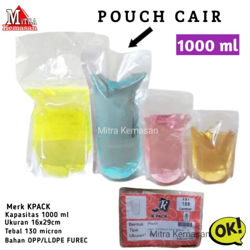KPACK 1000ML STANDING POUCH CAIR 1000 KEMASAN PLASTIK BENING TRANSPARAN CAIRAN MINYAK GORENG MINUMAN