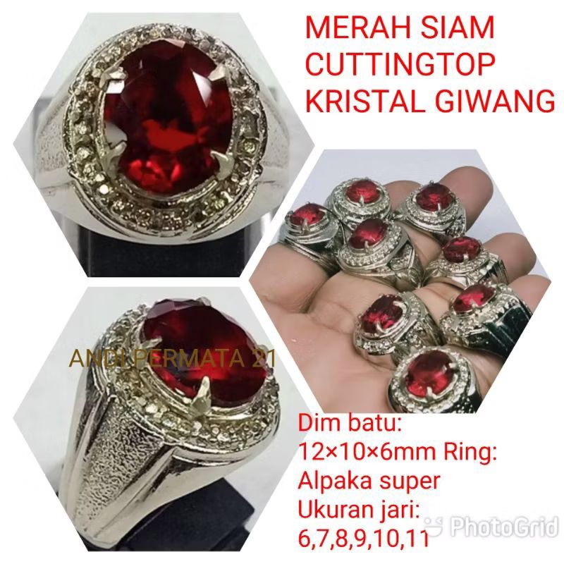 CINCIN BATU MERAH SIAM CUTTING CRYSTAL