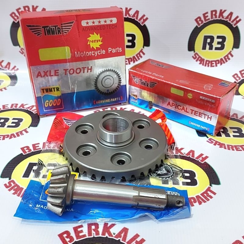 Gigi matahari Kaisar 38T & gigi nanas gardan Kaisar 12T gear gir gardan belakang set motor roda tiga