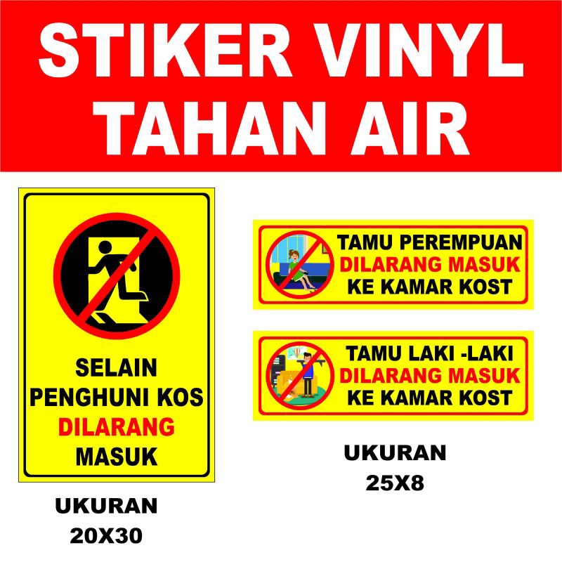 

SELAIN PENGHUNI DILARANG MASUK STIKER SIGN/STIKER PERINGATAN/STIKER PENGINGAT/VINYL/WATERPROOF UK 20X30CM/25X8CM