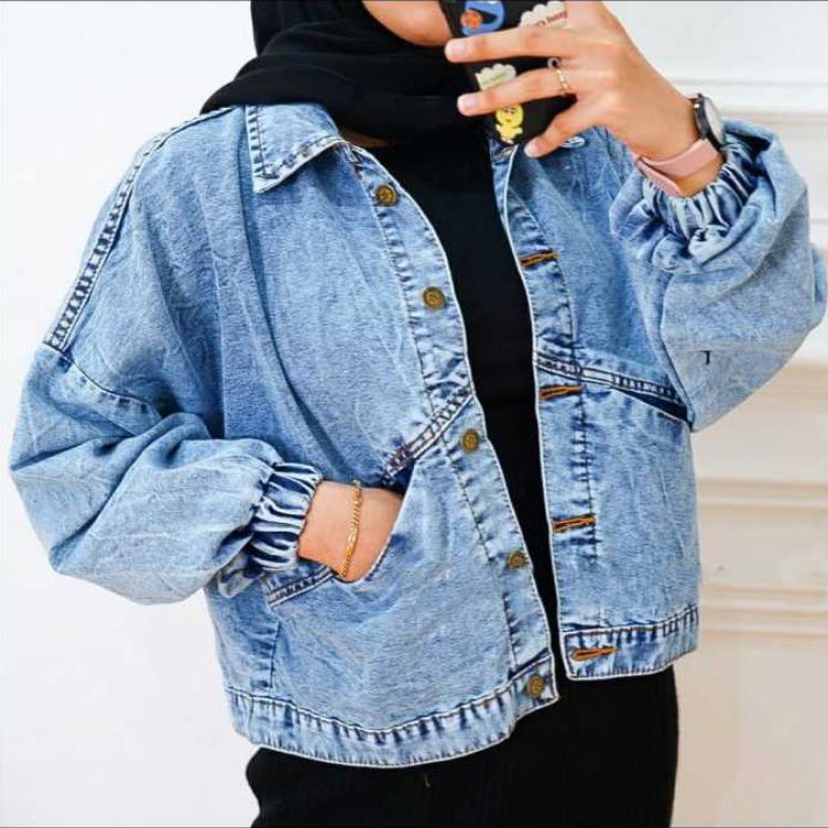 KODE M86B Jaket Jeans Oversize Vintage Wanita Korea kekinia