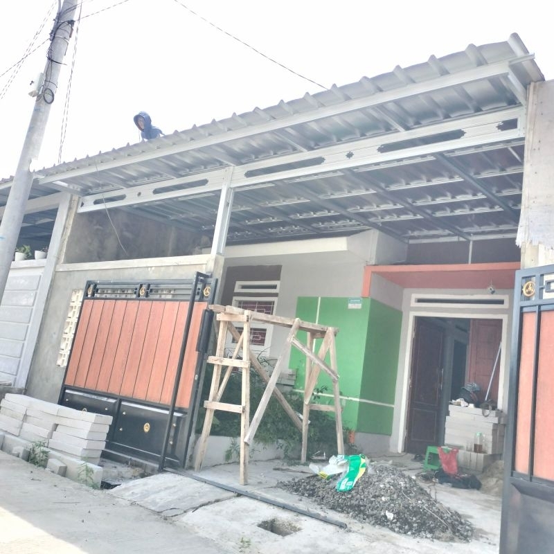 Kanopi bajaringan atap spandek polos
