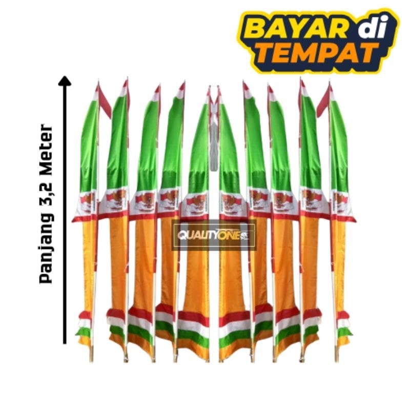 Umbul umbul 3,2 Meter Bandir Hijau Kuning || Bandir Hijau Kuning 3,2 Meter Merah Putih || Umbul Umbu