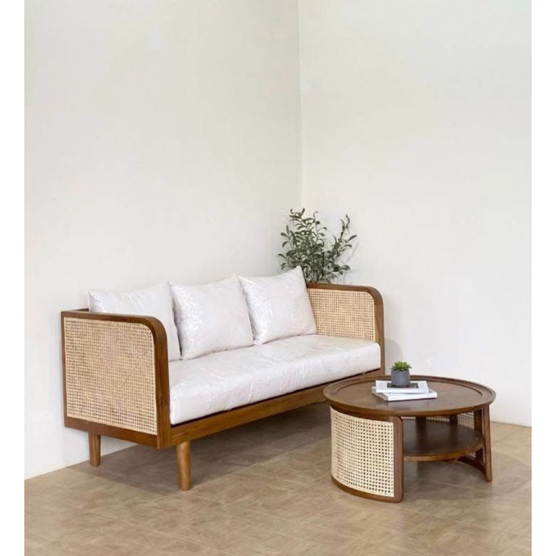 SOFA ROTAN MEJA ROTAN BULAT JATI