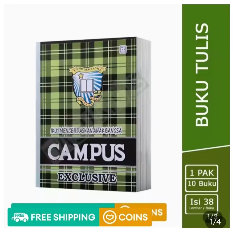 

Promo Buku Tulis campus eksklusif isi 38 lembar//58 lembar//1pak isi 10 buku.//Ukuran standar.