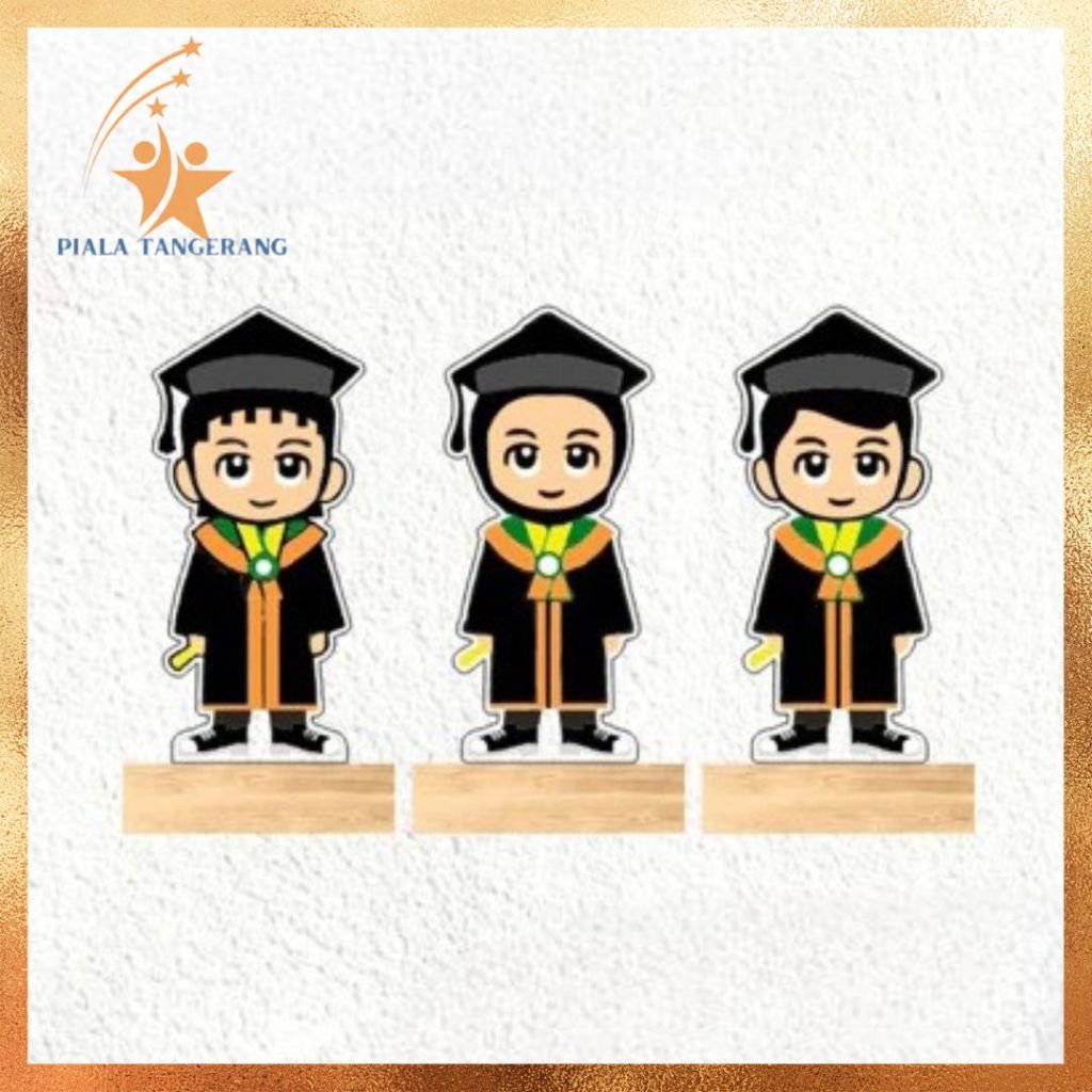 Piala Wisuda Akrilik Tatakan Kayu Custom Warna Plakat Wisuda Tatakan kayu