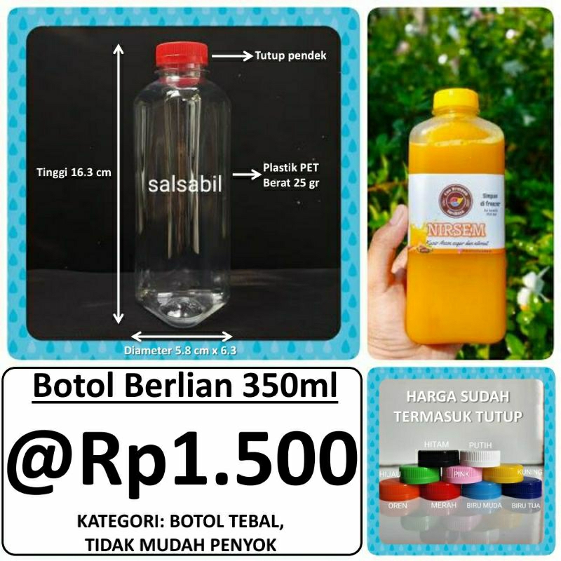 Botol Berlian 350ml / botol unik / botol plastik 350ml (isi 50 botol)