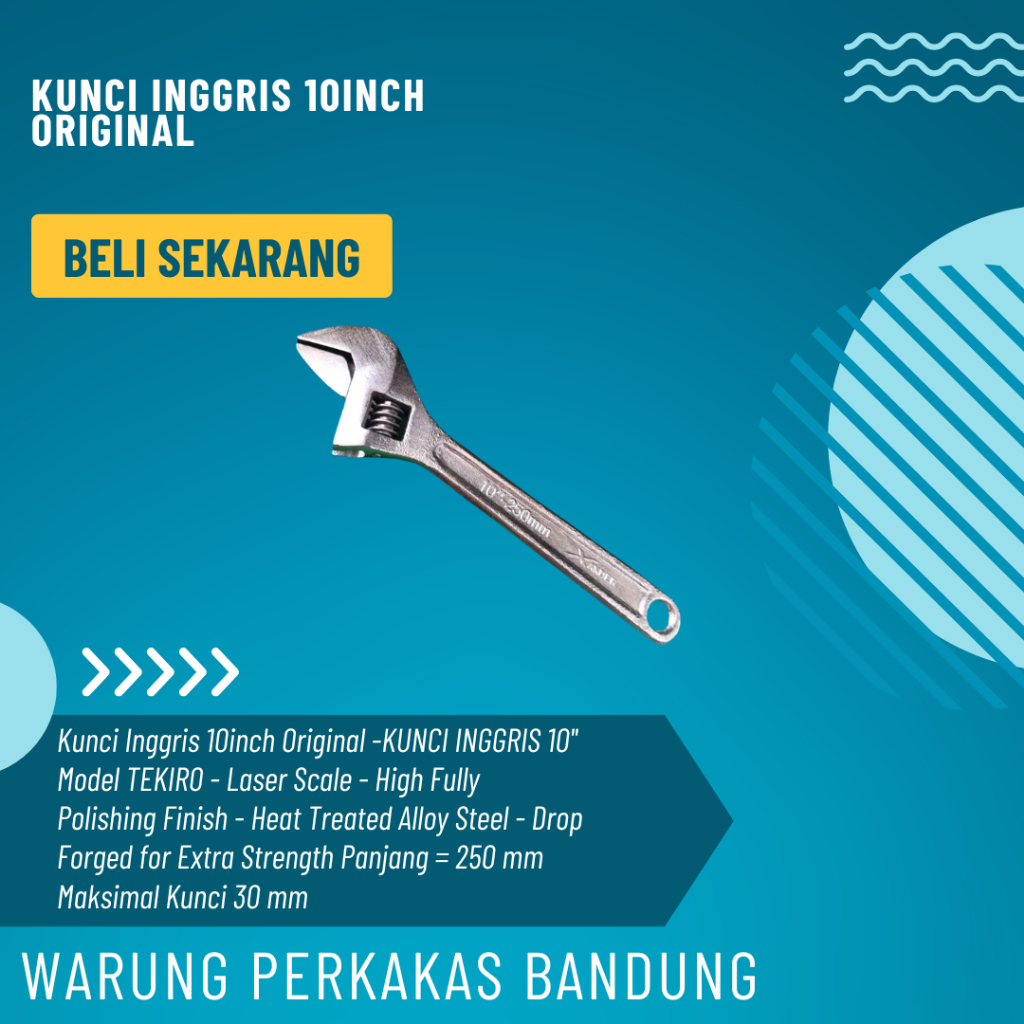 Kunci Inggris 10inch Original XANDER - KUNCI INGGRIS 10'' Model TEKIRO