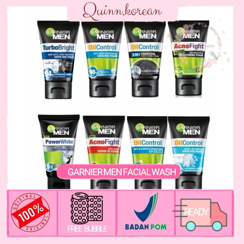 Garnier Men Facial Foam 100ml Pembersih Wajah Pria/Scrub