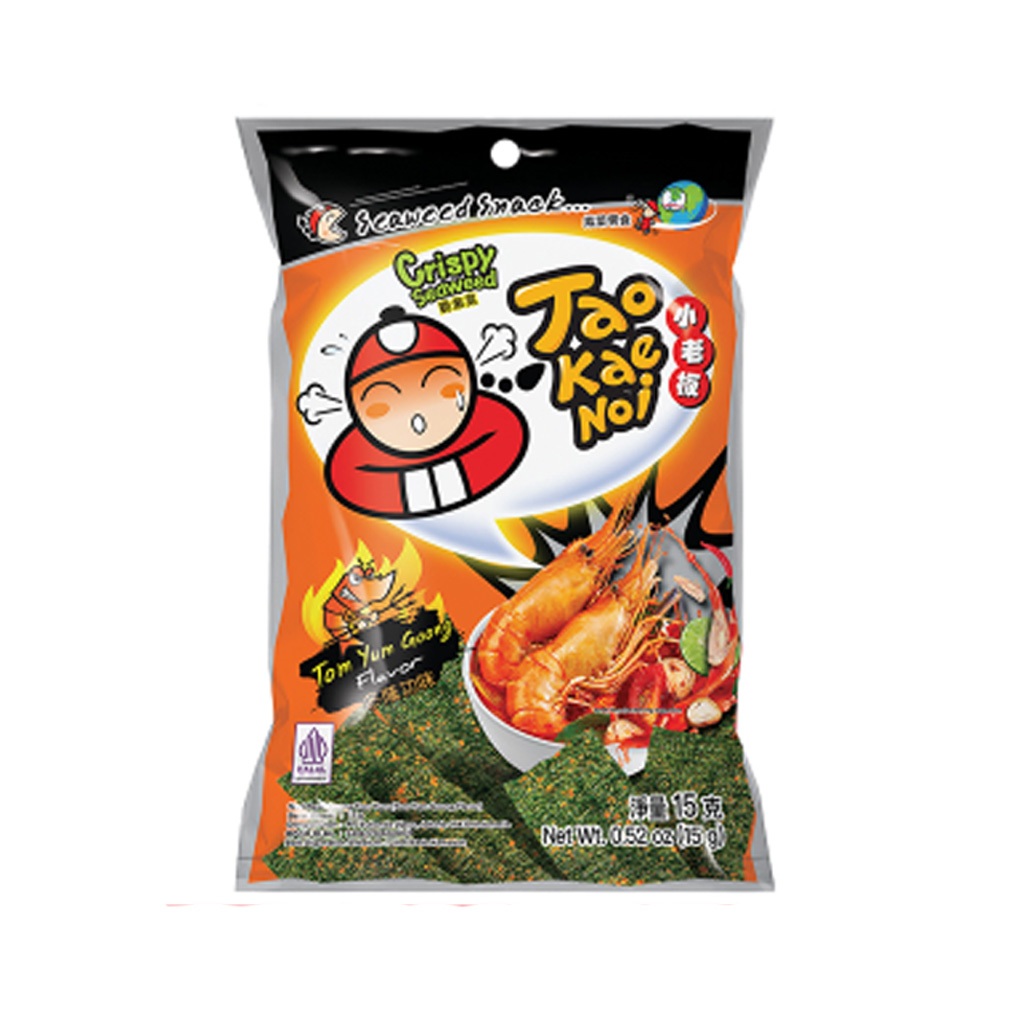 

Tao Kae Noi Crispy Seaweed Tom Yum Goong / Cemilan Rumput Laut 15 Gr
