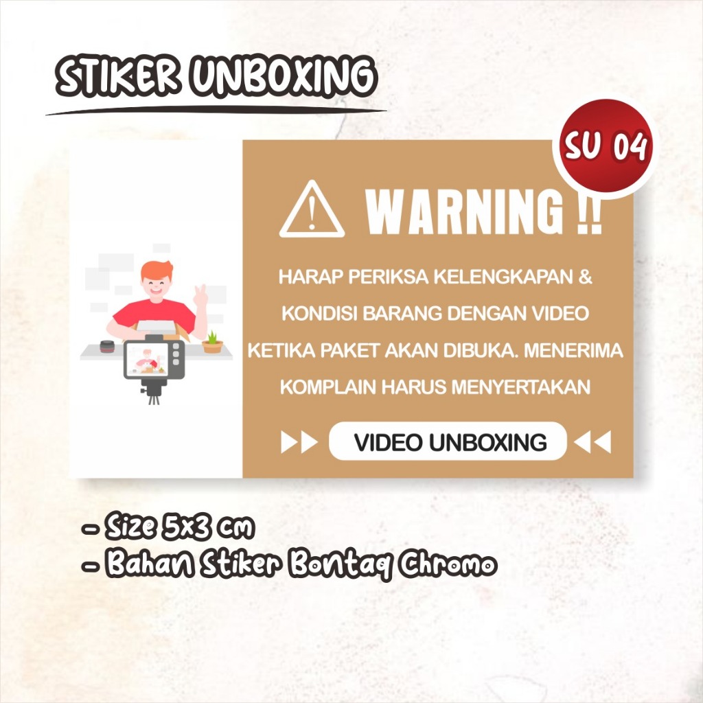 

STIKER LABEL VIDEO UNBOXING READY STOCK - STICKER PERINGATAN BUKA PAKET READY SU 04