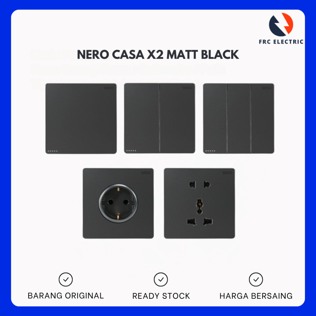 NERO CASA X2 BLACK SAKLAR ENGKEL SAKLAR DOUBLE SAKLAR TRIPLE - STOP KONTAK NERO  - STOP KONTAK TELEP