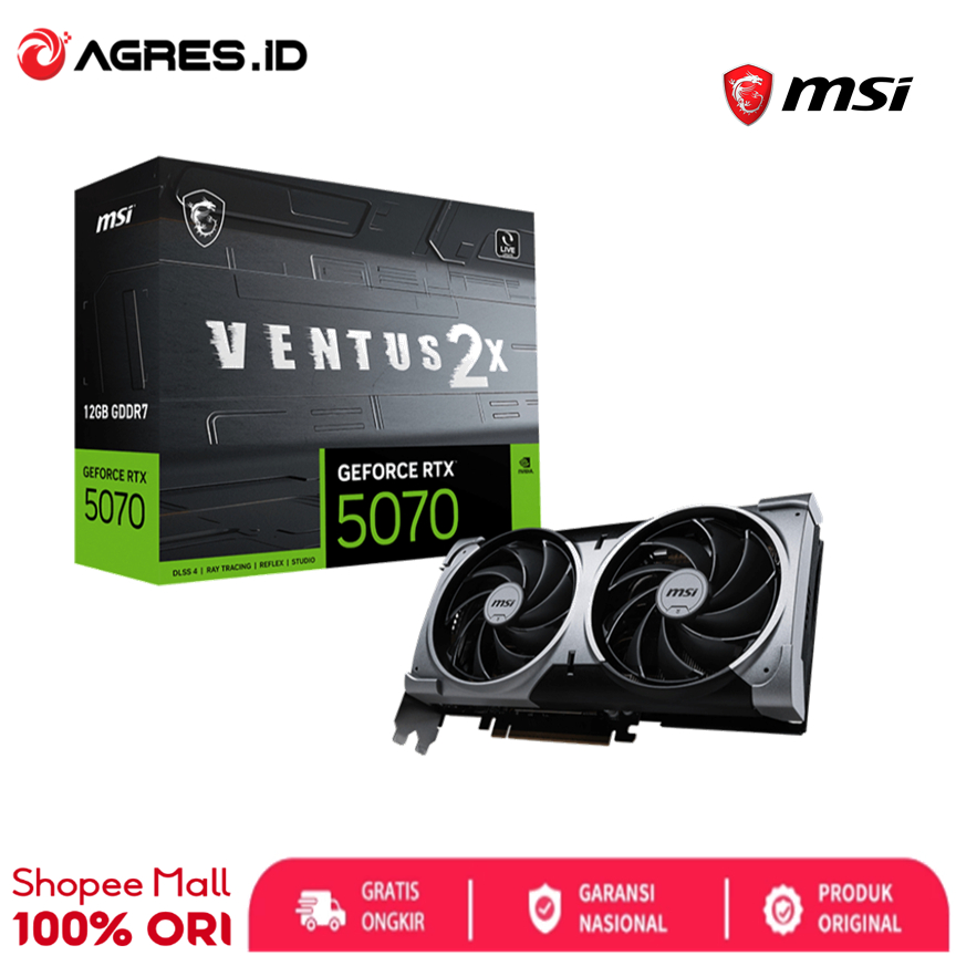 MSI VGA NVIDIA GEFORCE RTX 5070 VENTUS 2X 12GB GDDR7 OC 3Y GARANSI RESMI INDONESIA