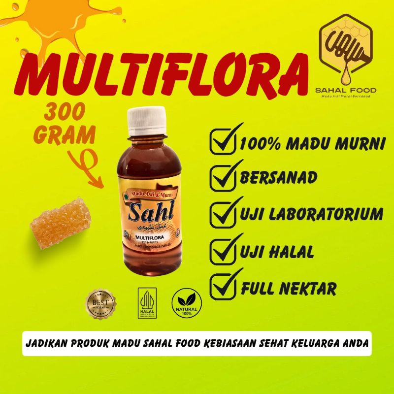 

MADU FULL NEKTAR BUNGA MULTIFLORA 100% ASLI&MURNI TANPA CAMPURAN,300 GRAM-Sahl