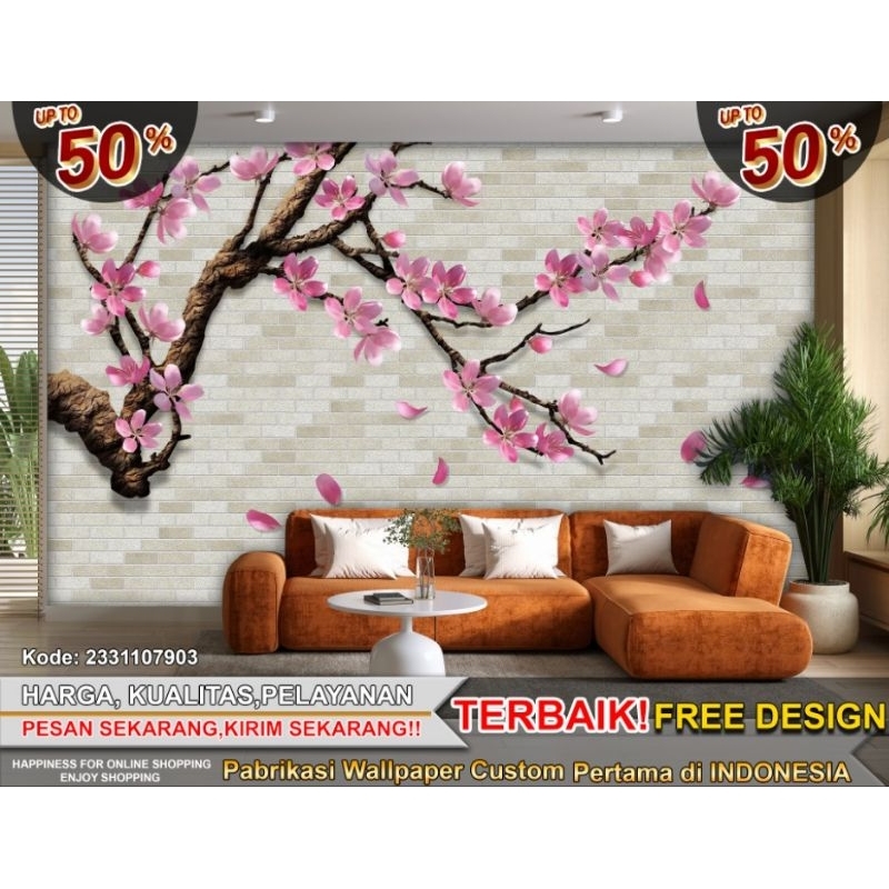 Wallpaper Custom 3D Motif | Wallpaper Abstrak | Wallpaper Custom Gambar | Tema Chinoiserie | Tema Bu
