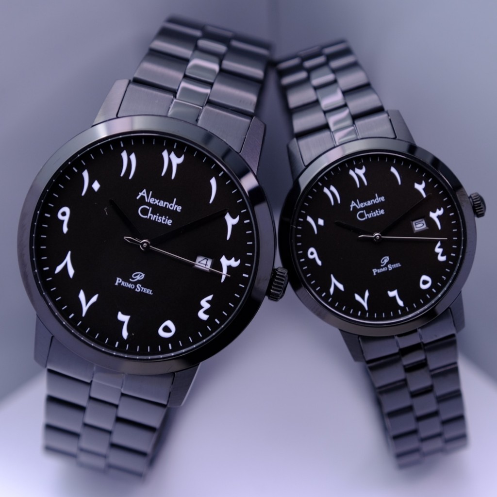 Alexandre Christie Couple Arabic Original Warna Black - AC1007 All Stainless Steel