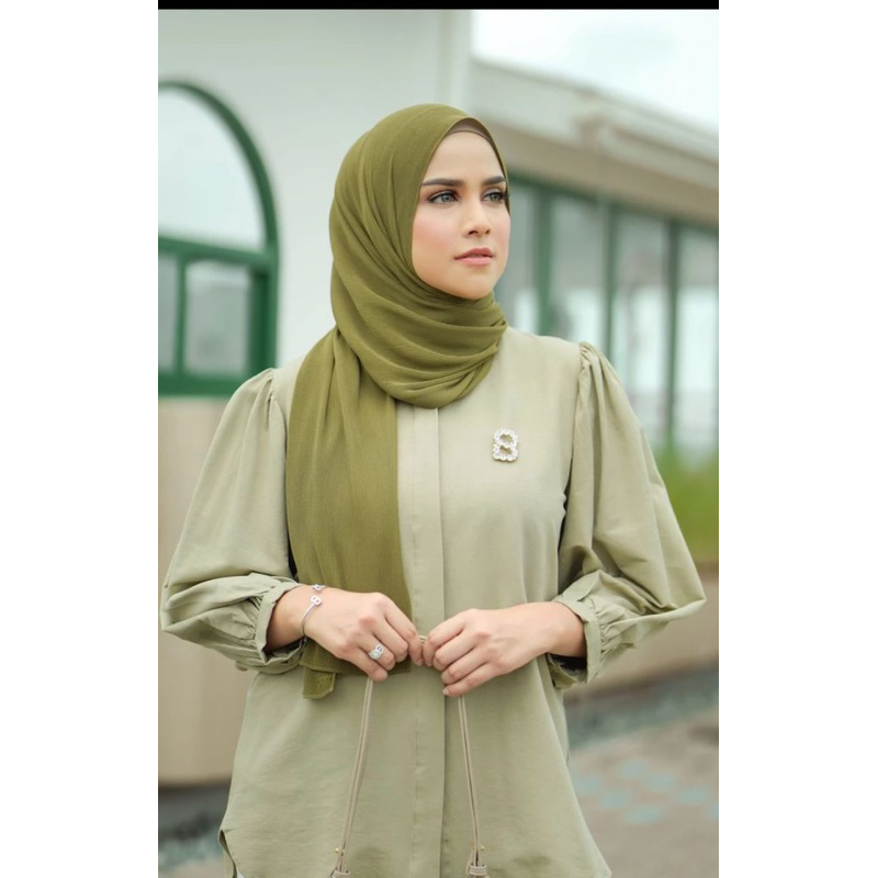 Buttonscraves *Buttonscarves Everyday Pleated Shawl - Moss NEW WITH BOX (orii, no defect sale, stok 