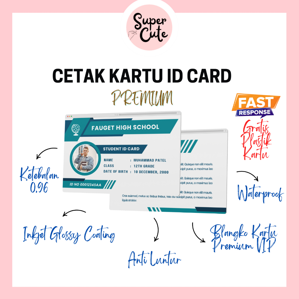 

SuperCute CETAK ID CARD PREMIUM VIP Tebal 0.96 2 SISI ANTI LUNTUR