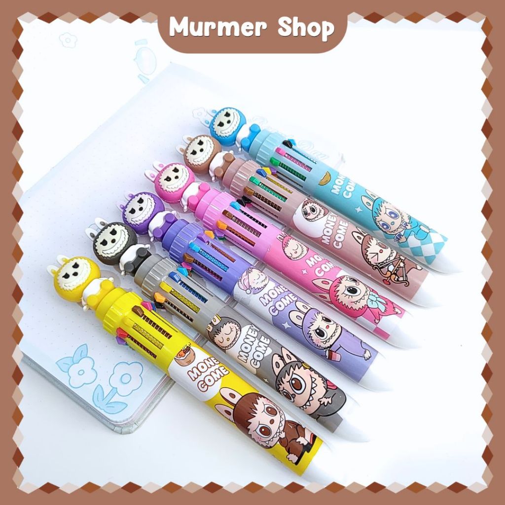 

Pena 10 Warna PC-1544 Labubu Pulpen Mekanik Pena Pastel Bulpen Motif Kartun Viral Gelpen Cetek