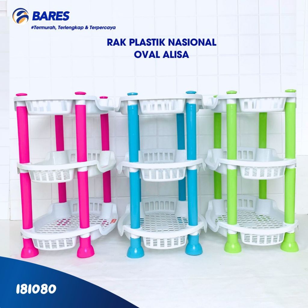 Rak Oval Plastik Bulat Serbaguna Rak Meja Kosmetik Bumbu Susun 3