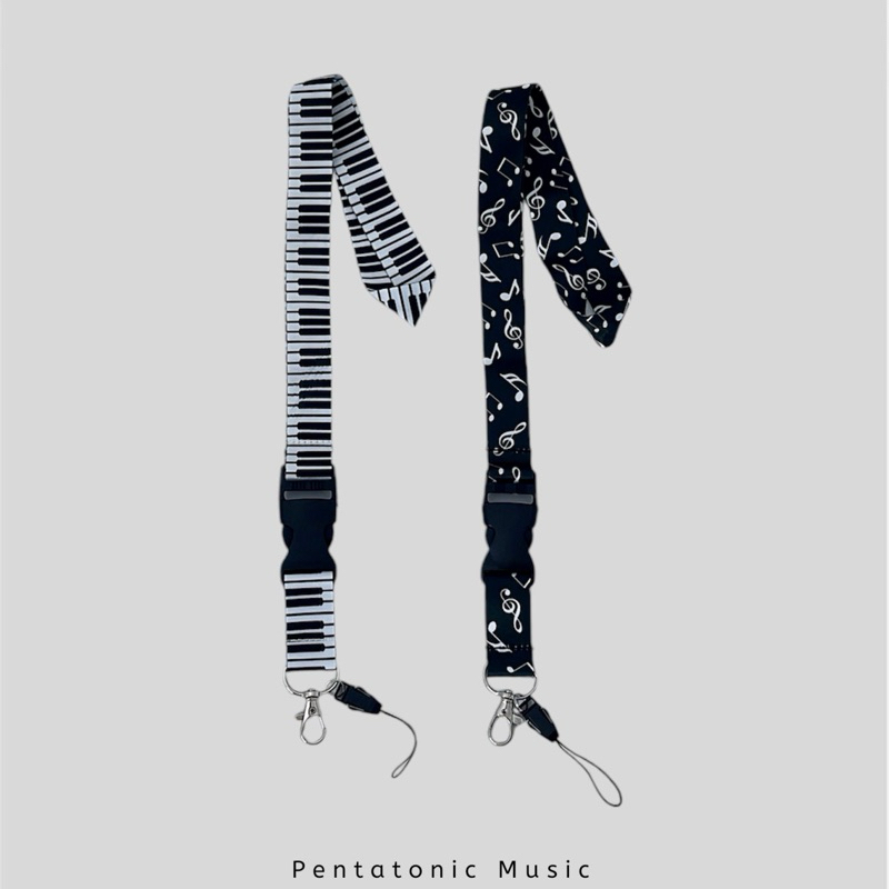 

Piano Musical Notes Lanyard Gantungan ID Card Musik Pentatonic Music Name Tag