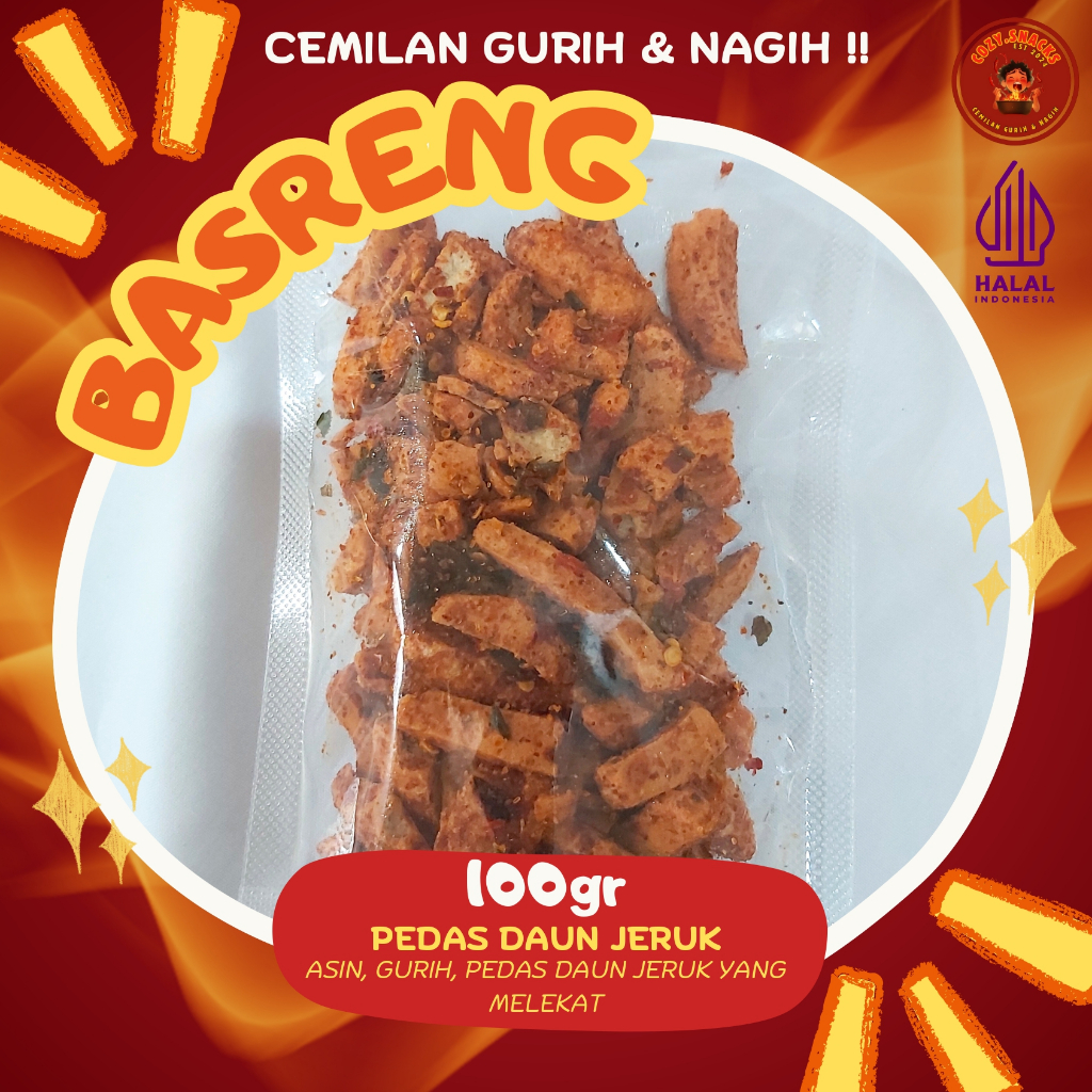 

Cozy.Snacks - Basreng Viral Baso Goreng Stik Pedas Extra Gurih Renyah Kriuk Aroma Daun Jeruk Isi 100 gram