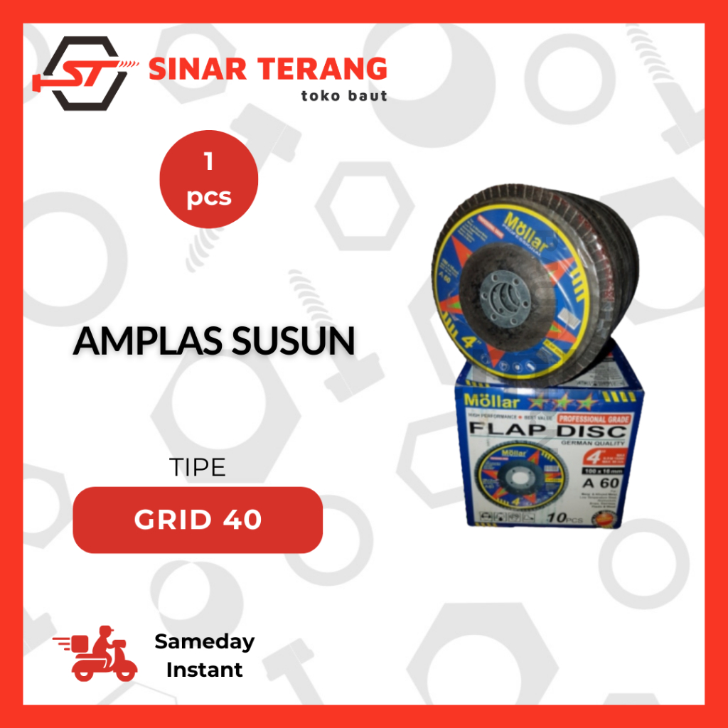 Flap Disc MOLLAR grid 40 - Amplas Tumpuk - Amplas Susun Grid no 40