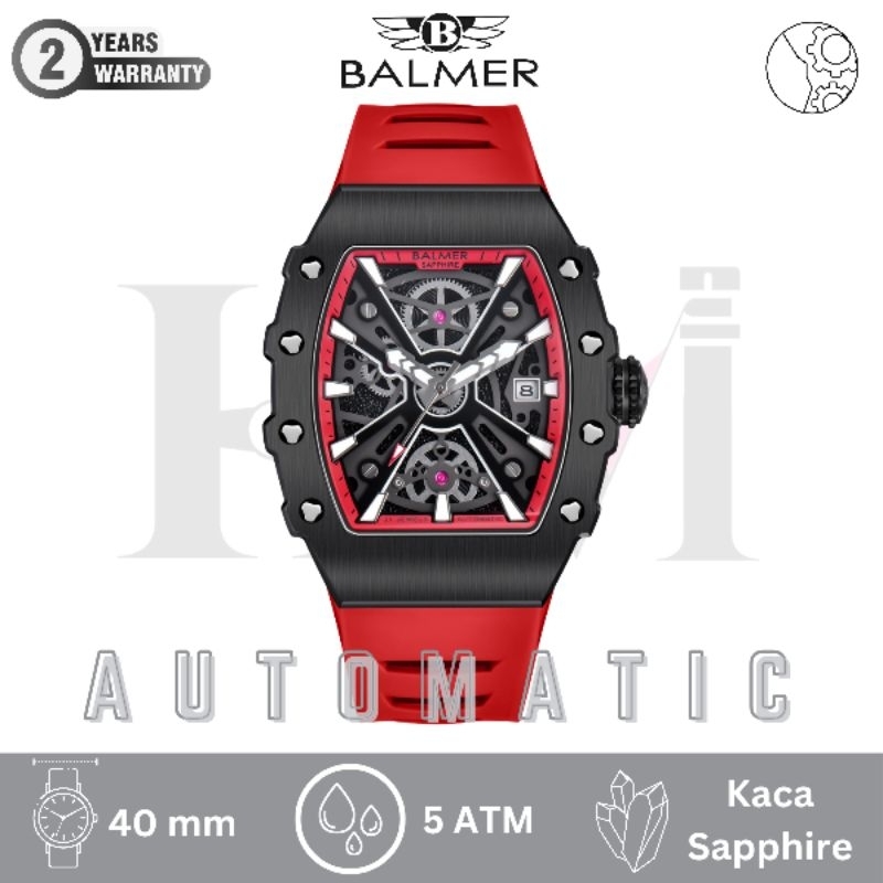BALMER 8836MA Jam Tangan Pria Original Analog Automatic Sapphire - Red