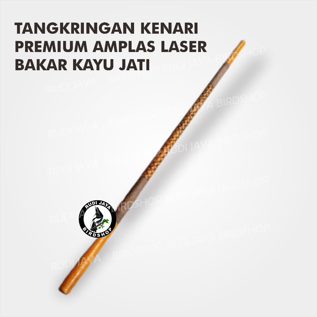 TANGKRINGAN KENARI PREMIUM AMPLAS LASER BAKAR KAYU JATI PANJANG 45 CM DIAMETER 10 MM UNTUK PLANGKRIN